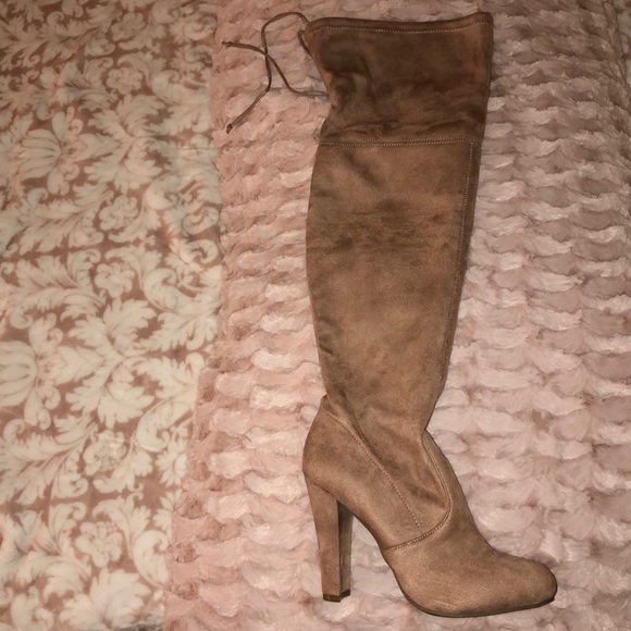 Nude pink Suede knee high boots - Picture 1 of 1
